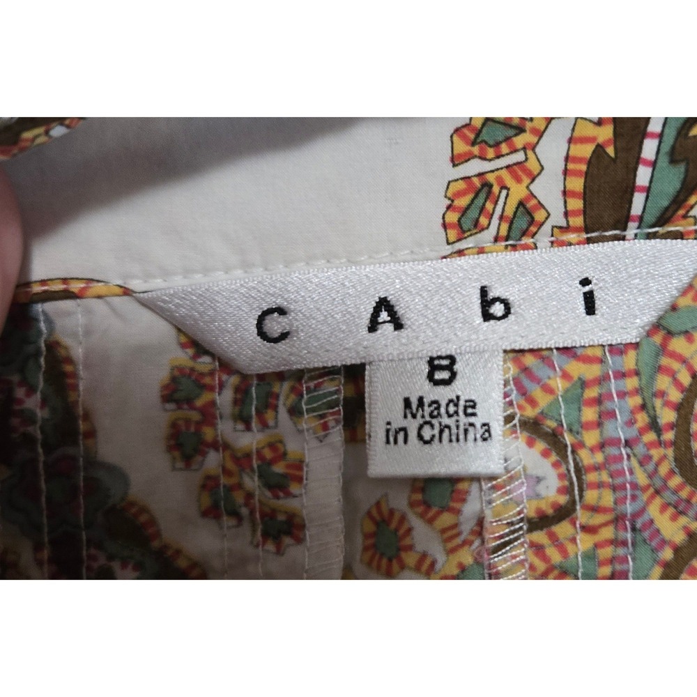 Cabi, Boho, Paisley, Fit & Flare, Faux Button Front Skirt, Multi-Color, Size 8 - Picture 7 of 10
